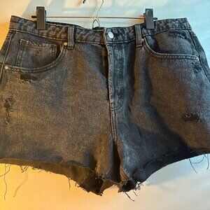 Distressed Black Shorts